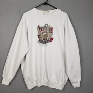 Vintage Cottage Essentials Size XL Christmas Fireplace Crewneck Sweatshirt Cozy